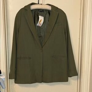 NWT Olive Green Women's Blazer Large  One Button